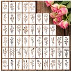 Botanical Flower Stencils for Crafts Small Wildflower Floral Paint Stencil for Painting on Wood Card Making, Tiny Nature Vine Herb Essential Art Stencils for Adults Kids Furniture Walls (50 flowers 2)