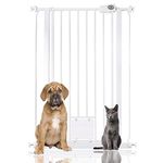 Bettacare Pet Gate with Lockable Cat Flap, 75cm - 84cm, White, 104cm in Height, Extra Tall Dog Safety Barrier with Cat Flap, Easy Installation