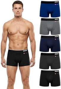 SWAGR 5 Pack Men's Super Combed Cotton Underwear Trunks | Classic TruComfort Fit | Powered by ZincShield Anti-Bacterial Tech | Aerflo Breathability | 4-way FlexStretch | Size L (90-95 cm) SG05
