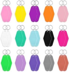 30 Pcs Large Vintage Motel Keychains 15 Colors Retro Hotel Keychain Blanks Heat Transfer Ornaments for Sublimation Vinyl DIY Crafting Keychain Luggage Tag Label Making Xmas Tree Hanging, Multiple