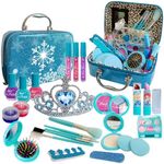 Kids Makeup Kit for Girl Toys, Frozen Makeup Set for Girls, Real Washable Makeup Kit for Girls, Birthday Christmas Princess Gifts for Girls Kids Toddlers Age 3 4 5 6 7 8 9 10 11 12 Year Old