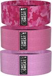 Sweet Sweat Hip Bands with 3 Levels of Resistance | Non-Slip Fabric Booty Bands for Squats & Lunges | Includes Free Mesh Carrying Bag (Pink)