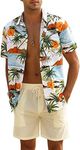 EISHOPEER Men's Hawaiian Sets Casual Button Down Short Sleeve Tropical Shirt and Swimming Trunks S-3XL, B -Palm Tree, Large