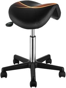VEVOR Saddle Stool with Wheels, 400 LBS Weight Capacity Ergonomic Rolling Saddle Stool, Height Adjustable Thickened PU Leather Swivel Saddle Stools Chair for Salon, Spa, Tattoo, Clinic, Black