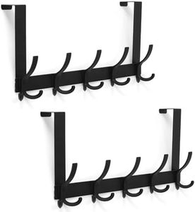 Optish Door Hanger Hook, Over The Door Hooks for Hanging, Over The Door Towel Racks for Bathroom, Over The Door Hanger - 5 Triple Hooks for Towel, Clothes and Hat (Black, 2 Pack), TRI-1P