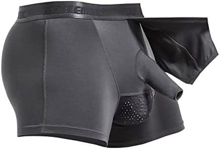 PAILILONG Men Boxers Separate Underwear Enhancing Functional Pouch Boxer Brief (AU, Alpha, Large, Regular, Regular, Grey)