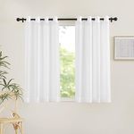 NICETOWN Airy Sheer Window Curtains 54 inch Length for Bedroom, Grommet Solid Ivory Voile Sheer Texture Soft Window Treatment for Bathroom/Living Room, W54 x L54, Set of 2