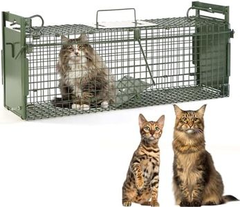 40" 2-Door Large Live Animal Traps for Stray Cats up to 17.6 pounds, Raccoons, Squirrel, Skunk, Mole, Groundhog, Armadillo, Rabbit, with Pedal Triggers