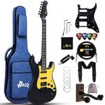 Winzz Adult Electric Guitar 4/4 Full Size, HSS Pickup, Guitar Electric ST for Beginners Starter Pack with 12 Accessories, Ideal Kids Electric Guitar Kit 12+ Years (39" Matte Black, Yellow Pickguard)