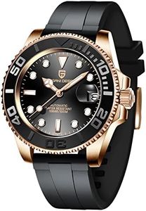 Montre Homme Pagani Design Montre Mécanique Automatique Mouvement NH35 Étanche 100M Verre Saphir Lunette Céramique Acier Inoxydable Montre de Plongée PD-1651 Yacht Master(Caoutchouc Or Rose)