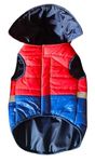 Woofiezz Dog Winter Jacket & Hoodie| Warm and Comfortable Dog Jacket for Winter | Suitable for All Breeds | Stylish Winter Clothes for Dogs | Stylish Cold Weather Coats for Dogs (Red-Blue-7XL)