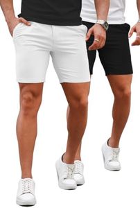 GINGTTO Mens Slim Fit Shorts 7 inch Skinny Stretch Chinos Tapered Leg 38