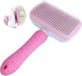 NATRUTH Self Cleaning Slicker Brush for Dogs and Cats,Pet Grooming Tool,Removes Undercoat,Shedding Mats and Tangled Hair,Dander,Dirt, Massages Particle,Improves Circulation (pink)