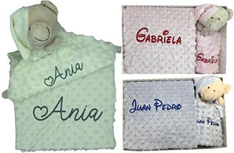 mibebestore Set de Manta + Dou dou Personalizado con Nombre Bordado Oso Beige Baby Shower