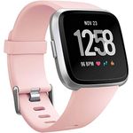 Wepro Waterproof Bands Compatible with Fitbit Versa SmartWatch and Versa 2 Smart Watch for Women Men Kids, Versa Lite SE Sports Watch Band Strap Wristband, Small, Pink Sand
