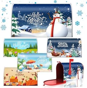 5 Pcs Seasonal Mailbox Covers Magnetic Standard Size 18 x 21 Inch Christmas Magnetic Mailbox Covers Four Season Mailbox Cover 5 Styles Waterproof Post Letter Box Wrap Covers for Outdoor Garden Decor