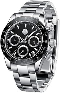 MEGALITH Mens Watches Chronograph Silver: Waterproof Stainless Steel Wrist Watch Analog - Stopwatch for Swimming Diving Sport