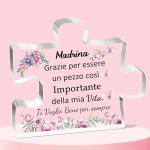 Madrina Targhe e Cartelli Decorativi Acrilico Placca Puzzle Ornamenti Donne Festa Madre Regali Personalizzato Compleanno Natale Scrivania A Casa Segni Decorazione Pensionamento Apprezzare Ricordo