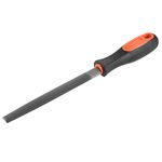 uxcell Double Cut Grade High Carbon Hardened Steel Half Round File with Rubber Hand Grip Handle, 6-Inch