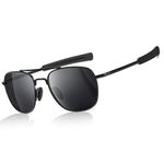 SUNGAIT Men's Military Style Polarized Pilot Aviator SunglassesBayonet Temples (Black Frame/Gray Lens, 55) SGT285HKHU-IN