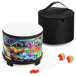 Tosnail 8 Inch Floor Tom Drum with Storage Bag and Mallets for Kids, Percussion Instrument Musical Toy for Children, Toddlers, Christmas Birthday Gift - Jungle