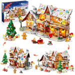 2024 Christmas Gingerbread House Building Toy with LED Light - 3 Style Modes Gingerbread Village House Building Block Set with Santa Claus Xmas Tree Train for Adults Kids Girls Boys Ages 8+ (1397 PCS)