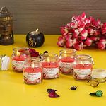 eCraftIndia Set of 5 Jar Strawberry Scented Candles for Home Decoration - Fragrance Candles for Bedroom, Meditation, and Studying - Gift for Christmas, Diwali, Birthdays, Valentine's Day