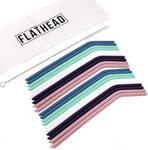 Flathead Bent Reusable Silicone Drinking Straws with Cleaning Brush | Premium, Multi-Colored and Friendly Straw | Extra Long for 30oz and 20oz tumblers and BPA Free | Set of 20