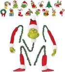 Vintage Christmas Tree Decoration, Tree Topper Decor for Christmas Tree Christmas Elf Stuffed Stuck Garland Elf Head, Arms and Legs for Christmas Ornaments (5Pcs)