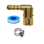 DESCTIDY Gas Stove Parts | Gas Stove Part Brass Forging Revolving Nozzle with Thread Size 1/4" BSPTx8MM and Sealing Tape with Hose Pipe Clamp