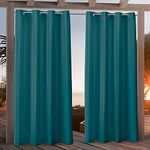 Nicole Miller Canvas Indoor/Outdoor Grommet Top Curtain Panel, 54x84, Turk Teal, 2 Piece