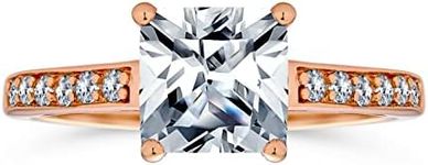 Classic Timeless 2.5CT AAA CZ Square Brilliant Princess Cut Solitaire Engagement Ring For Women .925 Sterling Silver Rose Gold Cubic Zirconia Pave Side Stone Band