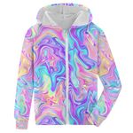 ACOCOPY Girls Zip Up Sweatshirts Colorful Fluid Hoodies Kids Long Sleeve Hooded Jacket for Casual Size 10-12