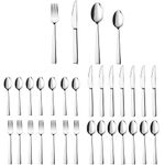 Cutlery Set, Herogo 32 Piece Stainless Steel Flatware Set Service for 8, Mirror Polished Silverware with Fork Spoon Knife, Modern Silver Tableware Set, Dishwasher Safe, Anti-Rust