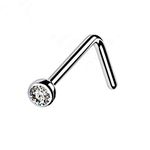 PiercedOff Titanium L Bend Nose Stud with Clear CZ - Thickness 20GA (0.8mm) / Gem Size 1.5mm