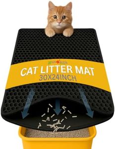 Andalus Brands Large Cat Litter Mat - Waterproof & Urine-Proof Litter Box Mat, Non-Slip Kitty Litter Mats for Floor, Easy to Clean Litter Trapping Design (30" x 24", Black)