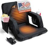 Aceletiqs Double Heated Stadium Bleacher Seat, 20-Inch Wide, Foam, Foldable, Cup Holders, Arm Rest, Reclining, Adjustable Backrest