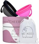 WE KEEO Reusable Menstrual Discs - 100% Medical-Grade Silicone Period Disc -Leak-Free 12-Hour Comfort - Eco-Friendly Tampon Disc Pad & Cup Alternative (Dark Pink & Black)