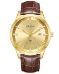 CIVO Mens Watches Leather Strap: Gold Face Stylish Wrist Watch - Analogue Quartz Watches with Date for Gifts Work Dress