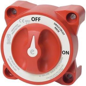 Blue Sea Systems e-Series Battery Switch Single Circuit, On/ Off, 48V DC, 350 A, Red, 9003e