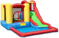 Bounceland Jump and Splash Adventure Bounce House or Water Slide All in one, Large Pool, Fun Bouncing Area with Basketball Hoop, Long Slide with Climbing Wall, UL Certified Blower Included