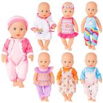 deAO 7 Set Dolls Clothes Outfits for 12 to 14 Inch Baby Dolls Dress-Up Fashion Baby Doll Clothes Accessories for New Born Baby Dolls, Dolls Clothes (Doll not included)