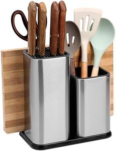 Belle Vous Ceppo Porta Coltelli da Cucina - Set 3 in 1 con Scomparti per Utensili - Portacoltelli Universale Vuoto - Contiene Fino a 12 Lame - in Acciaio Inox