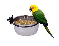 PETS EMPIRE Stainless Steel Birds Coop Cup with Clamp Holder, Bird Cage Feeder Bowl, Cup Bird Water Bowl, Food Dish Feeder for Sparrows, Parrots, Canary, Parakeets - 200 Ml