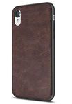 SALAWAT Compatible with iPhone Xr Case, Slim PU Leather Vintage Shockproof Phone Case Cover Lightweight Premium Soft TPU Bumper Hard PC Hybrid Protective Case for iPhone Xr 6.1inch 2018 (Dark Brown)