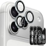 (3 Sets) Orzero Camera Lens Protector Compatible for iPhone 17 Pro/17 Pro Max/16 Pro/16 Pro Max/15 Pro/15 Pro Max/14 Pro/14 Pro Max, Protector de Cámera One-Step Installation Tray Individual Metal Ring Glass - Grey