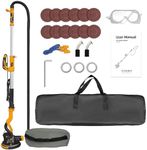 POPBULL Electric Drywall Sander (1050W) with Vacuum, Heavy Duty Drywall Sander,5 Variable Speed 1000-2100RPM,Foldable & Extendable Handle,LED Light,12pcs Sanding Discs,Wood Floor etc