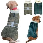 Fiyade Dog Coat Waterproof Jackets, Reversible Winter Warm Dog Coat with Harness Hole and Warm Collar, Dog Coat for Small Medium Large Dogs Cloth, Christmas Dog Coat Green,2XL