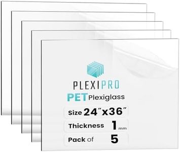 PlexiPro 24"x36", 1mm, (Pack of 5) Flexible Plexiglass Sheets, Transparent & Shatter-Resistant Clear PET Sheets for DIY Arts & Crafts, Frames, Decor, Table Protectors & Signage, Easy to Cut & Shape