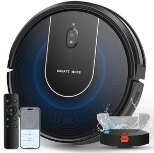 Robot Vacuum Cleaner with Mop, 4-in-1 Robotic Vacuums, 5000Pa Ultra Strong Suction, Long Running Time, Timing Function, App/WiFi for Pet Hair Hard Floor and Carpet(Striped Blue)